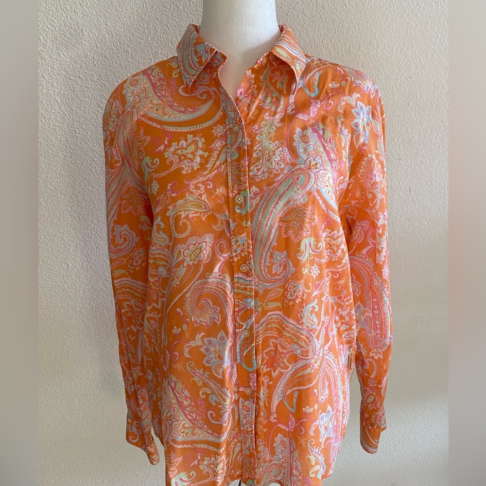 Ralph Lauren Orange Paisley Blouse